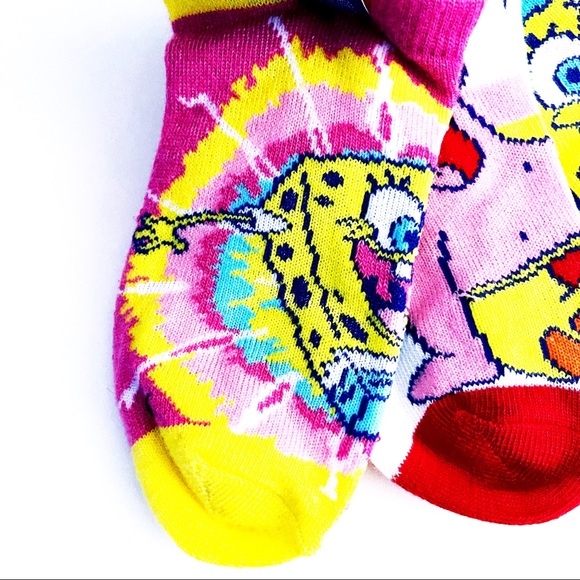 Nickelodeon Spongebob Patrick Cartoon Tie Dye Socks Girls Novelty Gift - Picture 4 of 7